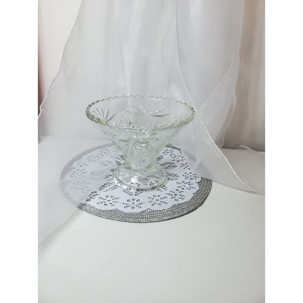 Anchor Hocking Early American Prescut Fruit Dish Compote Dish Puch Bowl Stand